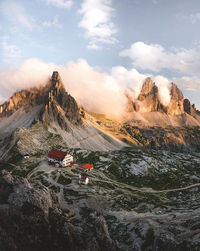 Panoramic view of rocky mountains against sky