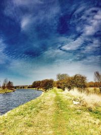 Scenic view of lake against sky