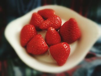 Close-up of strawberries in bowl