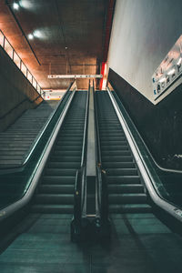 High angle view of escalator