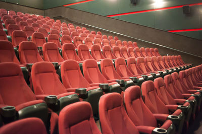 High angle view of empty chairs