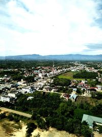 High angle view of townscape against sky