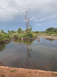 Scenic view of lake against sky