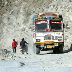 Rear view of people walking on road