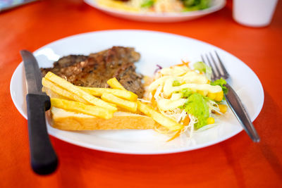 Close-up of meal served in plate