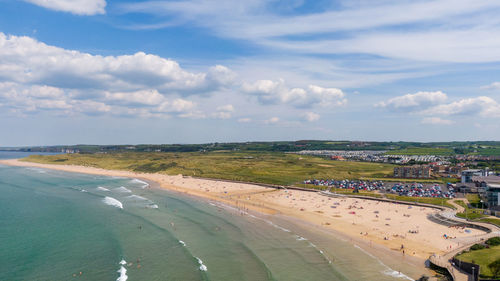 High angle view of beach against sky