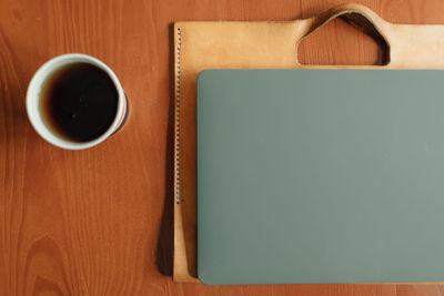 Directly above shot of coffee cup on table