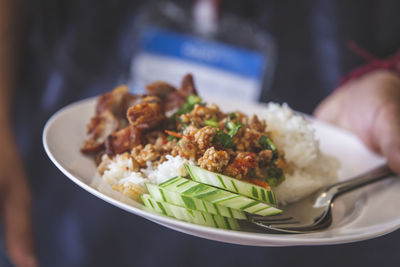 Close-up of food served in plate