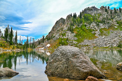 Panoramic view of lake against sky