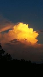 Silhouette of trees against cloudy sky