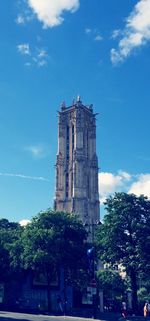 Low angle view of built structure against blue sky