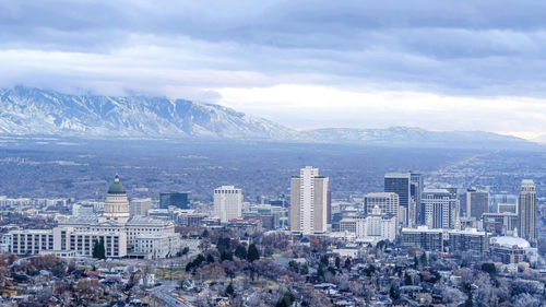 Aerial view of buildings in city