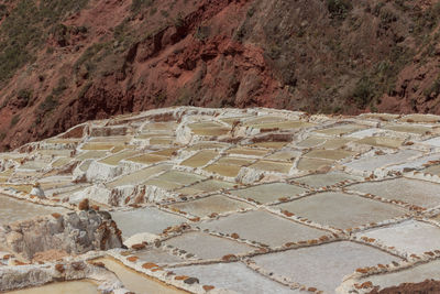 High angle view of a land