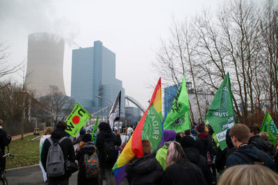 Group of people in front of building