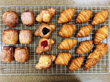High angle view of pastries 