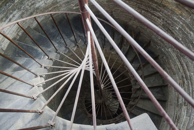 High angle view of spiral staircase