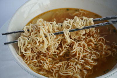 Close-up of noodles in bowl