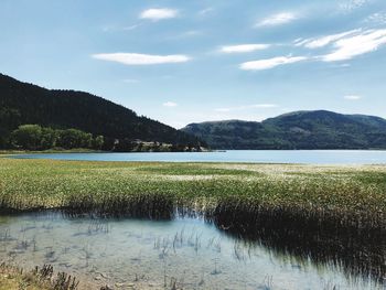 Scenic view of lake against sky