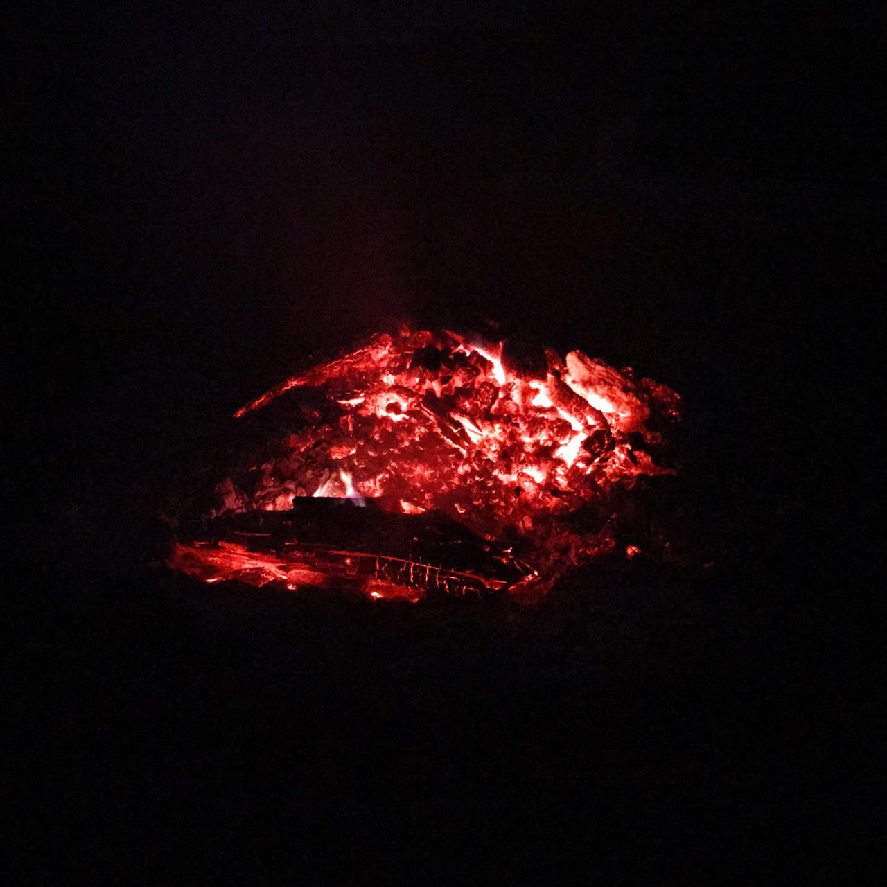 night, copy space, burning, no people, red, outdoors, lava, flame, bonfire, close-up, sky