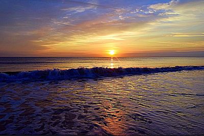 Scenic view of sea at sunset