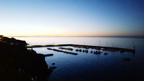 Scenic view of sea against clear sky