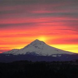 Scenic view of snow covered mountains against sky