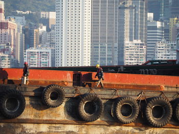 Side of freight ship