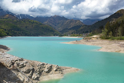 Barcis lake in a panoramic  view  at valcellina-pordenone,place to visit on dolomites