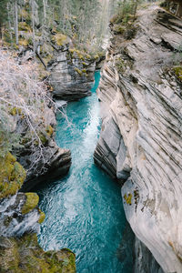 High angle view of river amidst rocks