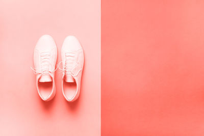 High angle view of shoes on floor