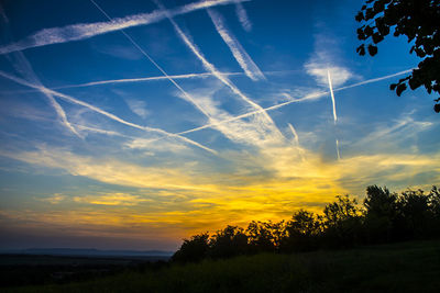 Scenic view of silhouette trees against sky during sunset