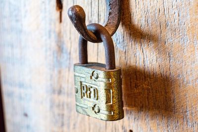 Close-up of padlock on chain