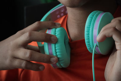 Close-up of girl with headphones 