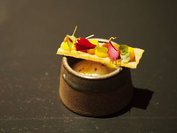 Close-up of food on table