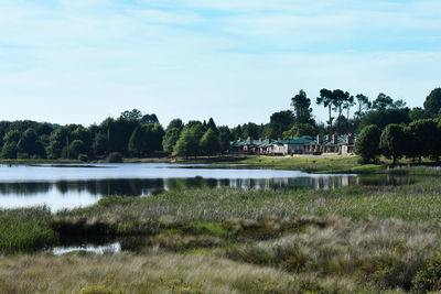 Scenic view of lake against sky