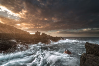 Scenic view of sea against sky during sunset