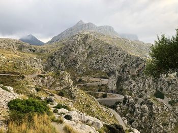 Scenic view of mountains against sky