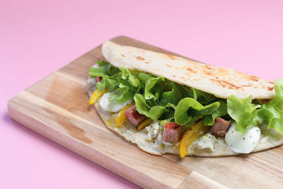 Close-up of food on cutting board