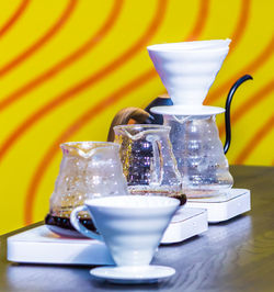 Close-up of coffee cup on table