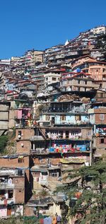 Low angle view of buildings against clear sky