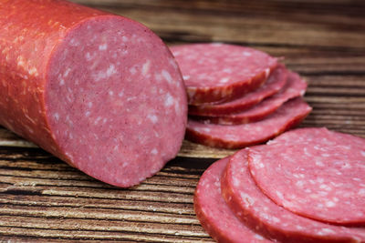 Close-up of pink bread on table