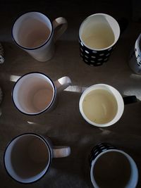 High angle view of breakfast on table