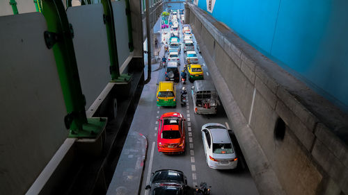 High angle view of traffic on road
