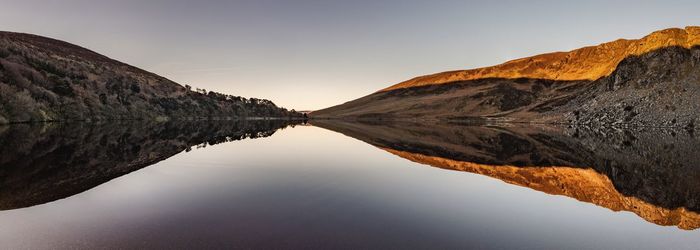 Scenic view of lake against clear sky