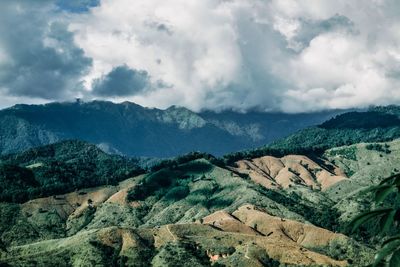 Scenic view of mountains against sky