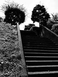 Close-up of steps against sky