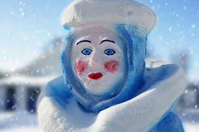 Close-up of snowman