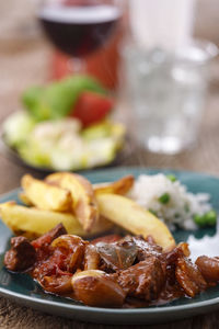 Close-up of meal served in plate