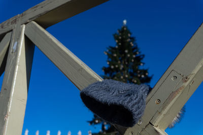 Low angle view of building against clear blue sky