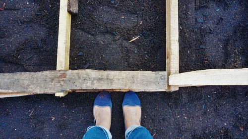 Low section of man standing on ground